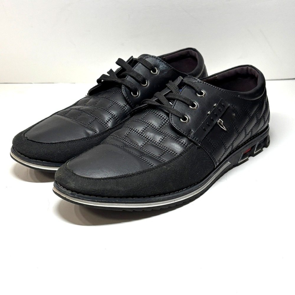 Cosidram Casual Dress Shoes Mens Black Quilted Suede Spike Detail Streetwear‎